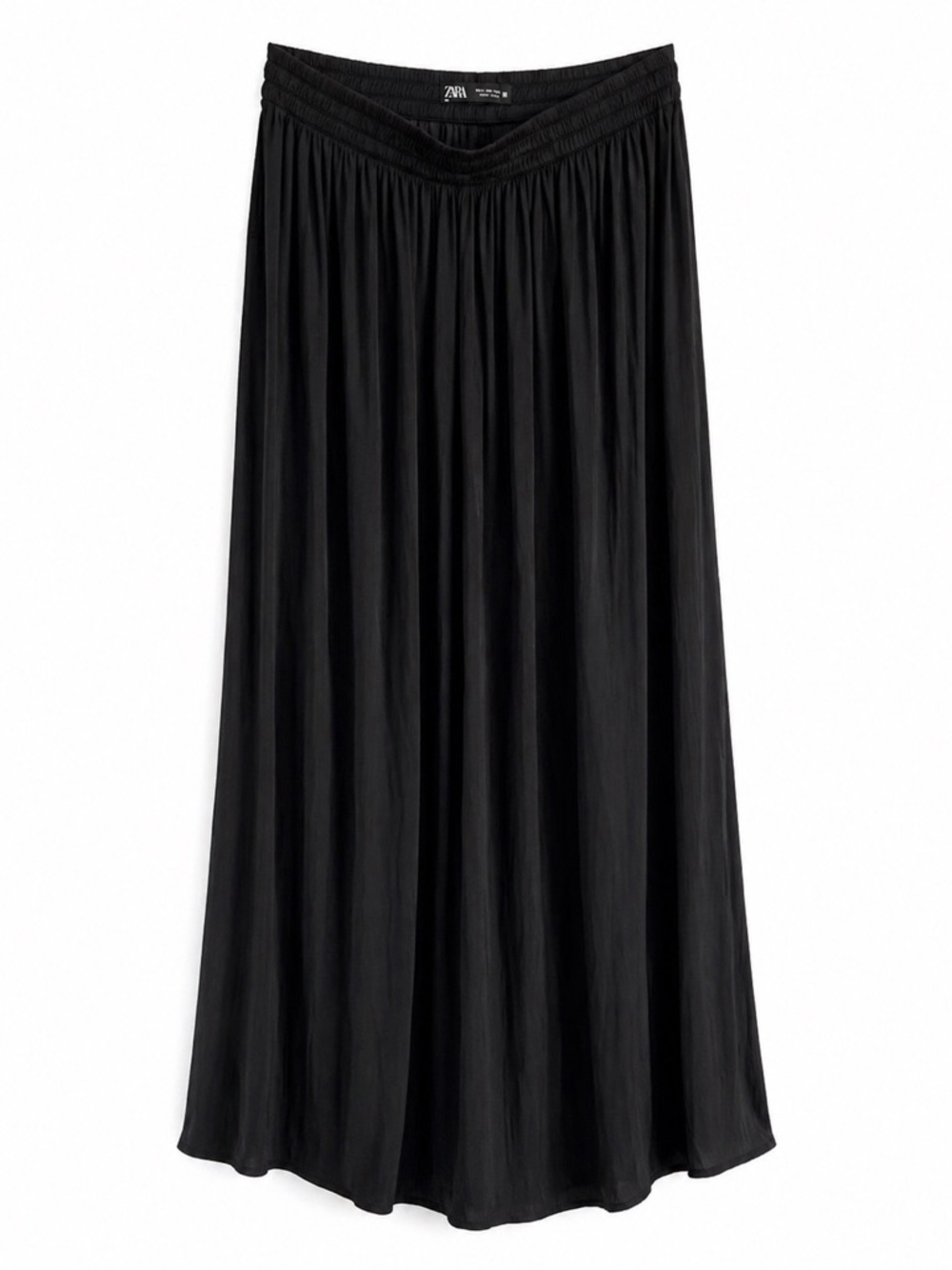 ZARA Black Wide Leg Palazzo Pants Elastic Waist